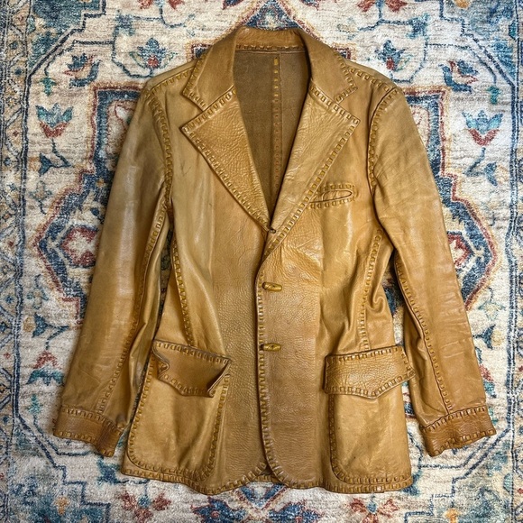 Vintage 1920s Gita Leather MFG Cow Hide Leather Jacket Small - Picture 1 of 12